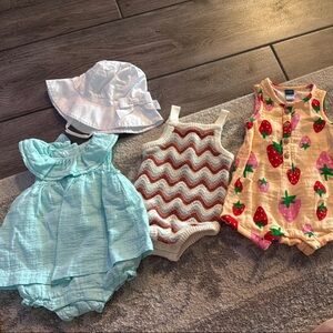 3-6 Month Baby Girl Summer Romper Bundle